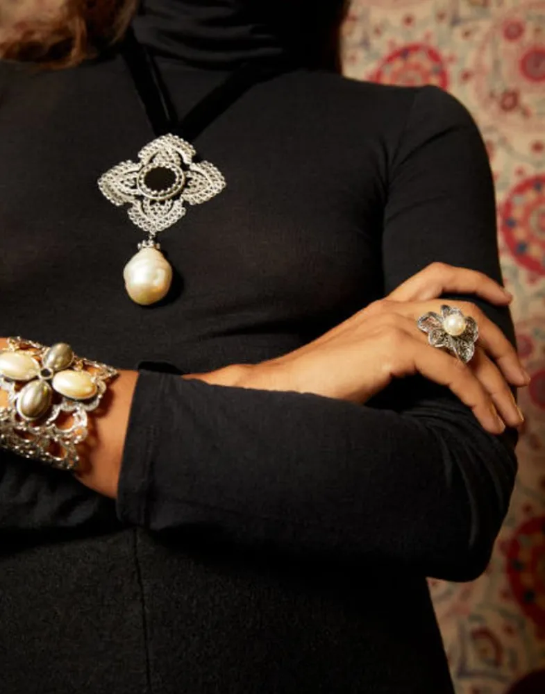 Large Pearl Rings|Majorica Pearl Ring Peregrina With Filigree Flower