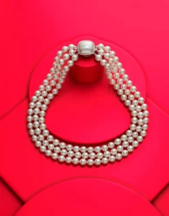 Long Pearl Necklaces|Majorica Pearl Silver Necklace Luna
