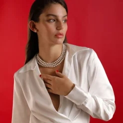 Long Pearl Necklaces|Majorica Pearl Silver Necklace Luna