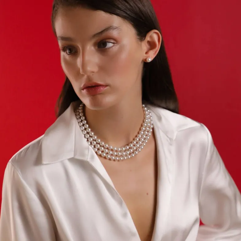 Long Pearl Necklaces|Majorica Pearl Silver Necklace Luna