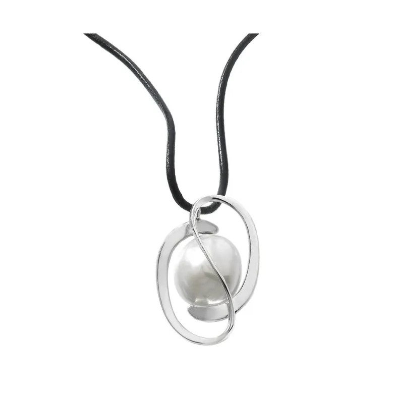 Leather Necklaces|Majorica Pendant Corcega