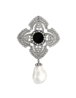 Pendant Chain|Majorica Peregrina Pendant With Onyx And Baroque Pearl