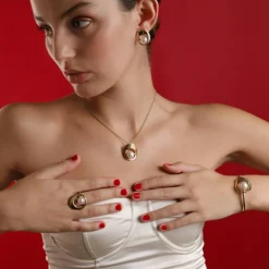 Bangle Bracelets|Majorica Petra Bangle In Gold Steel With White Pearl