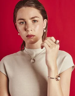 Bangle Bracelets|Majorica Petra Bangle In Steel And White Pearl