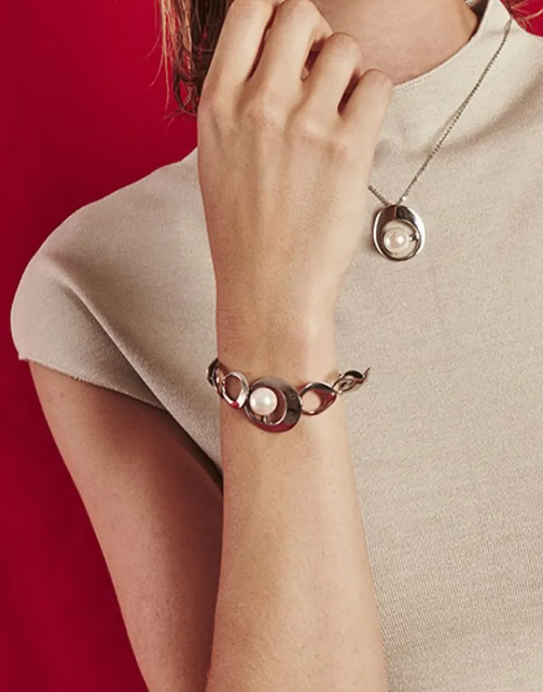 Chain Bracelets|Majorica Petra Bracelet In Steel With A White Pearl