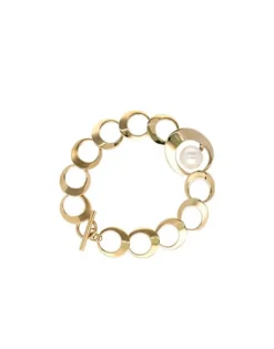 Chain Bracelets|Majorica Petra Chain Bracelet Golden With White Pearl