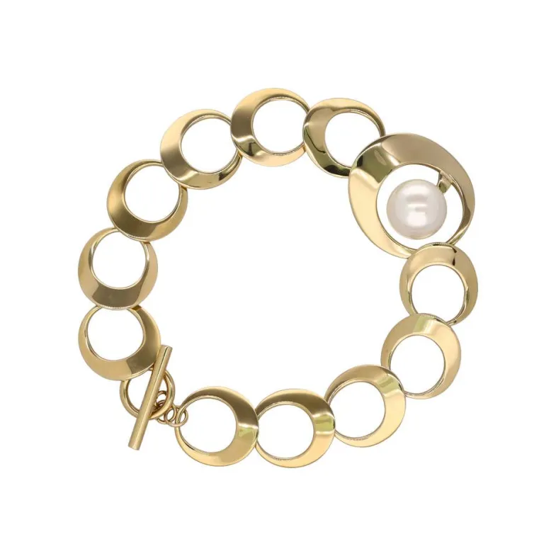 Chain Bracelets|Majorica Petra Chain Bracelet Golden With White Pearl