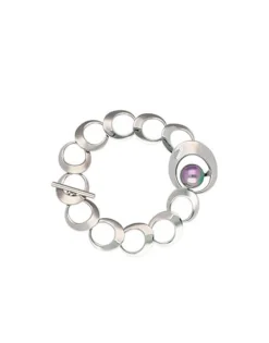 Chain Bracelets|Majorica Petra Chain Bracelet Steel With Grey Pearl