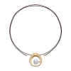 Pendants With Chain|Majorica Petra Cord Necklace In Gold Steel And Coffee Silk