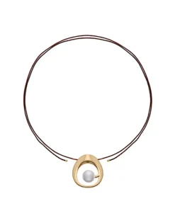Pendants With Chain|Majorica Petra Cord Necklace In Gold Steel And Coffee Silk