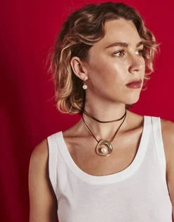 Pendants With Chain|Majorica Petra Cord Necklace In Gold Steel And Coffee Silk