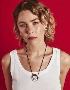 Pendants With Chain|Majorica Petra Cord Necklace In Steel And Black Silk