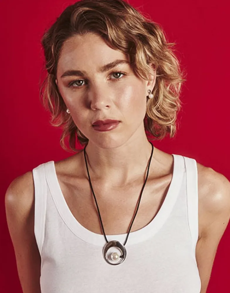 Pendants With Chain|Majorica Petra Cord Necklace In Steel And Black Silk