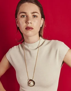 Pendants With Chain|Majorica Petra Gold Steel Necklace With Xl Pendant