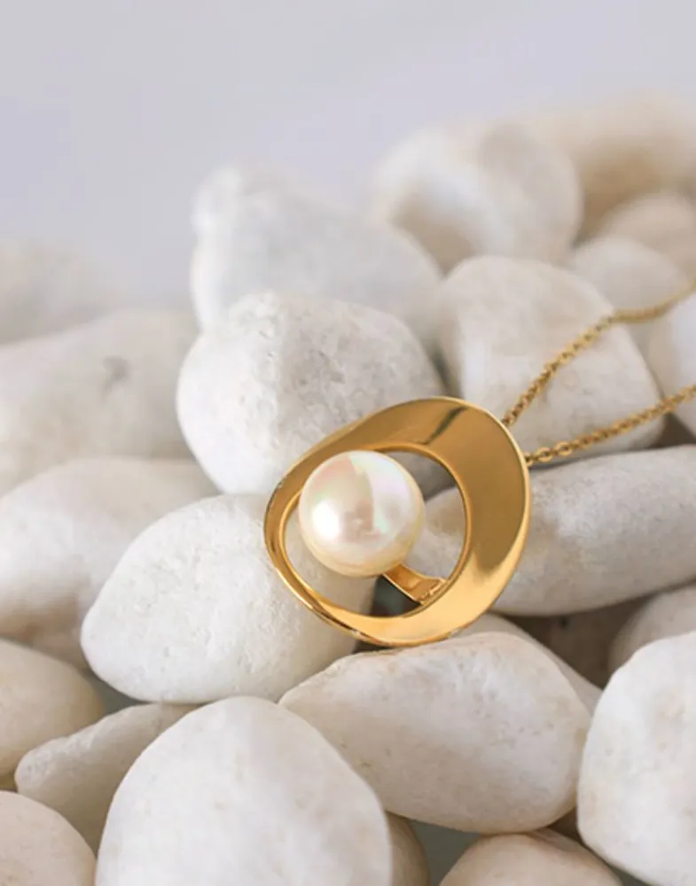 Pendants With Chain|Majorica Petra Pendant With Pearl And Gold Steel Chain