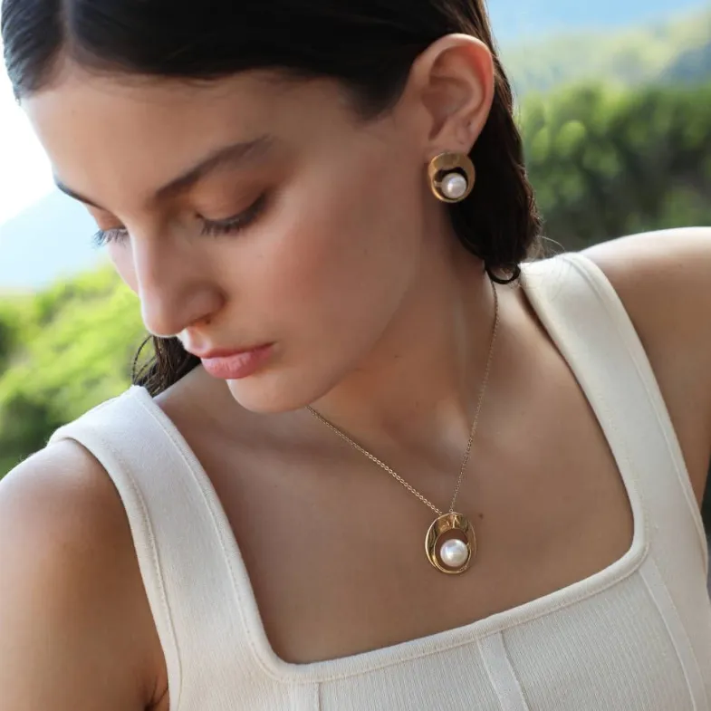 Pendants With Chain|Majorica Petra Pendant With Pearl And Gold Steel Chain