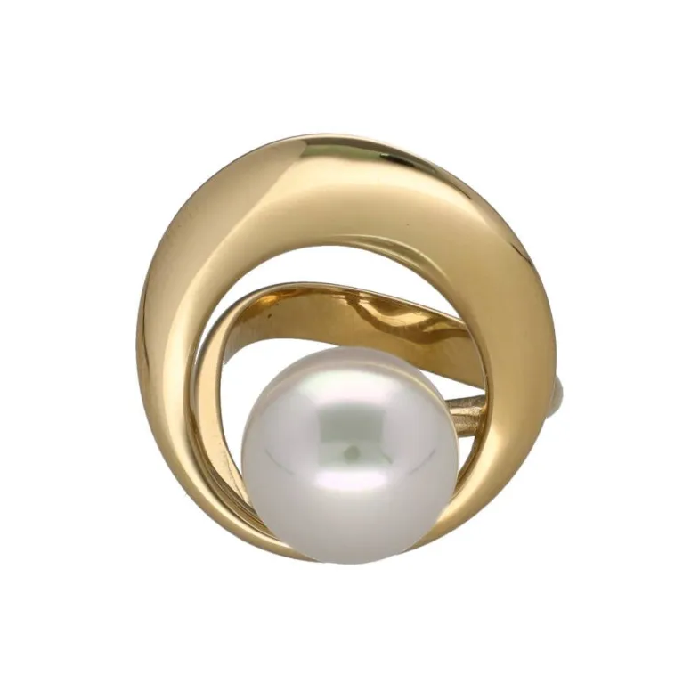 Large Pearl Rings|Majorica Petra Ring With Pearl In Gold Steel