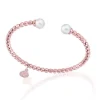 Bangle Bracelets|Majorica Pink Steel Bangle Carmen With White Pearls