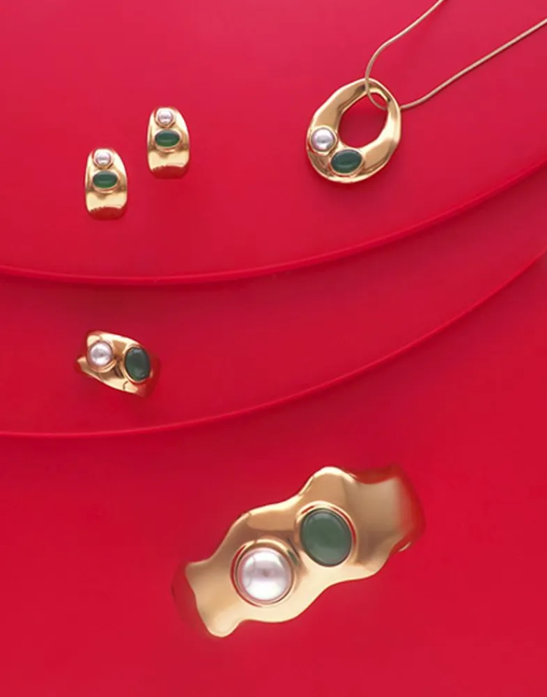 Bangle Bracelets|Majorica Rigid Feme Wide Bracelet With Pearls And Green Agates
