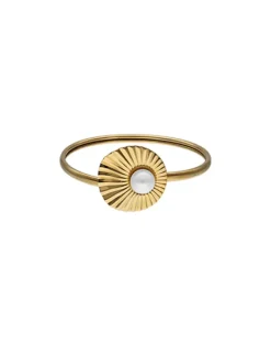 Bangle Bracelets|Majorica Rigid Le Palm Gold-Steel Bracelet With A White Pearl