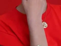 Bangle Bracelets|Majorica Rigid Le Palm Gold-Steel Bracelet With A White Pearl