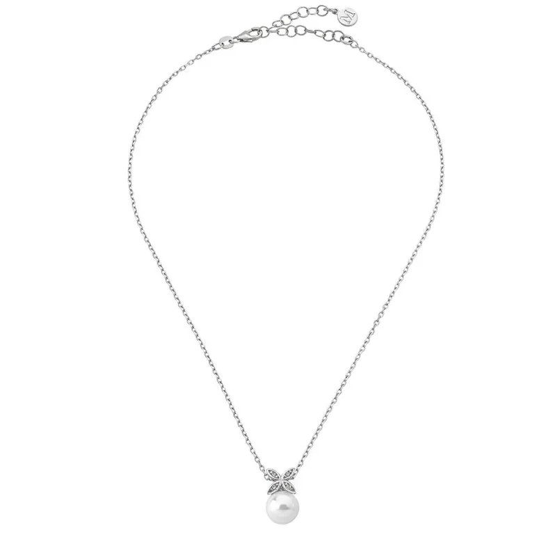 Wedding Necklaces|Majorica Romance Necklace With A Round Pearl And Cubic Zirconias