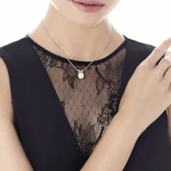 Wedding Necklaces|Majorica Romance Necklace With A Round Pearl And Cubic Zirconias