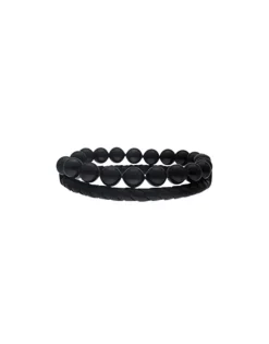 Chain Bracelets|Majorica Sailor Bracelet In Steel, Leather And Black Pearl 22Cm
