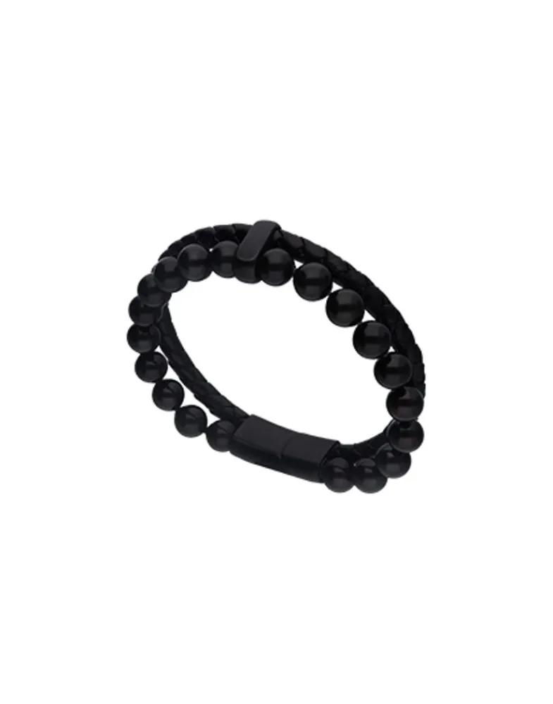 Chain Bracelets|Majorica Sailor Bracelet In Steel, Leather And Black Pearl 21Cm