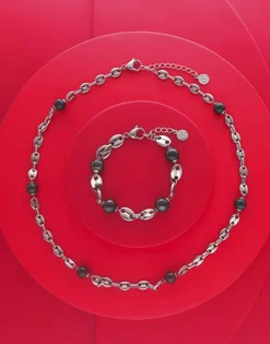 Man Necklaces|Majorica Sailor Chain Necklace In Steel And Black Pearls