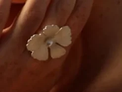 Large Pearl Rings|Majorica Santorini Bianco Bridal Ring With Large Nacre Flower And Round Pearl