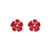 Short Earrings|Majorica Santorini Large Flower Red Earrings In Silver