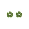 Short Earrings|Majorica Santorini Small Flower Olive Green Earrings In Silver