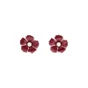 Silver Earrings|Majorica Santorini Small Flower Red Earrings In Silver