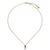 Pendants With Chain|Majorica Selene Gold-Plated Necklace With Pearl And Ruby Red Zirconia