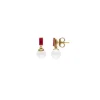 Short Earrings|Majorica Selene You&Me Gold-Plated Earrings With Pearl And Ruby Red Zirconia