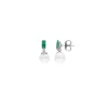 Short Earrings|Majorica Selene You&Me Silver Earrings With Pearl And Emerald Green Zirconia