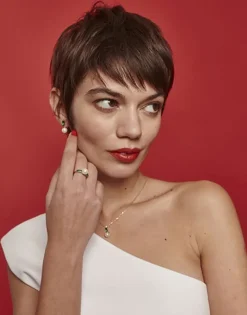 Short Earrings|Majorica Selene You&Me Silver Earrings With Pearl And Emerald Green Zirconia