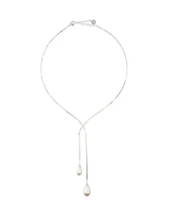 Pearl Chain Necklaces|Majorica Short Elixa Silver Necklace With White Pear Drop Pearl