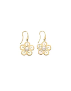 Pearl Drop Earrings|Majorica Short Roxana Earrings With A Hook And Mother-Of-Pearl