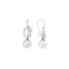 Pearl Drop Earrings|Majorica Sicilia Earrings With A Silver Knot And A Round Pearl