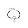 Leather Bracelets|Majorica Sicilia Leather Bracelet With A Silver Knot And A Round Pearl