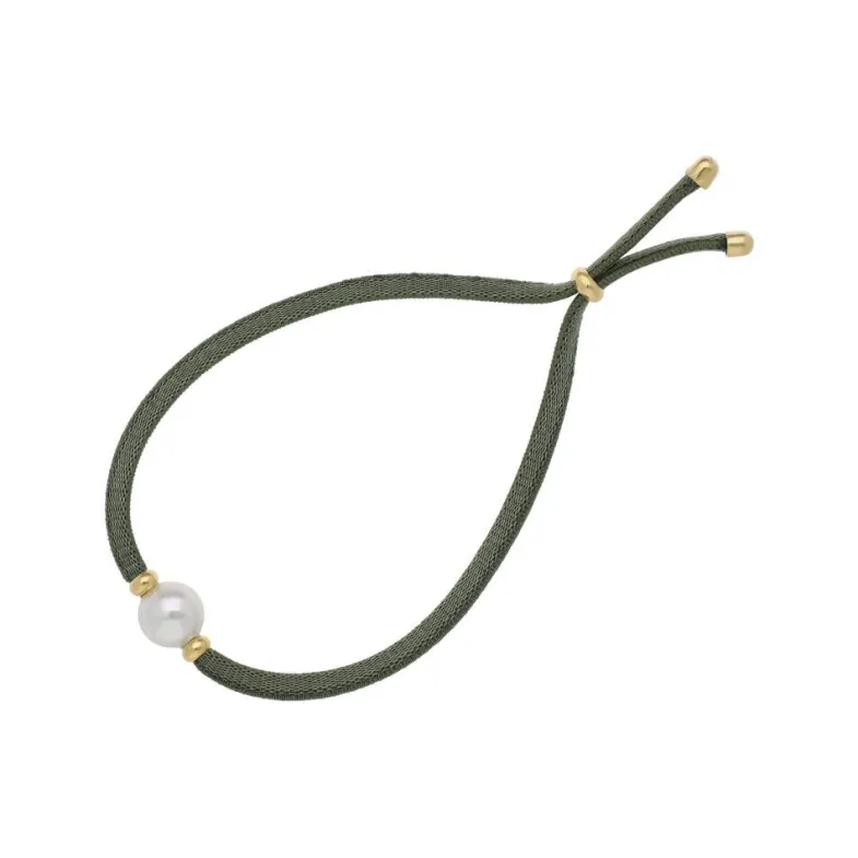 Elastic Bracelets|Majorica Sifnos Adjustable Unisex Elastic Bracelet Olive Green
