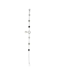 Chain Bracelets|Majorica Silver Algaida Bracelet With Round Pearl And Black Murano Glass