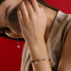 Chain Bracelets|Majorica Silver Algaida Bracelet With Round Pearl And Black Murano Glass