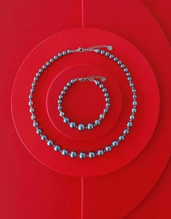 Silver Bracelets|Majorica Silver Bracelet Lyra With 6/10Mm Gray Pearls