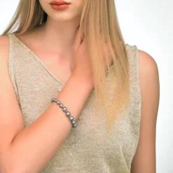 Silver Bracelets|Majorica Silver Bracelet Lyra With 6/10Mm Gray Pearls