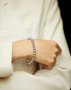 Silver Bracelets|Majorica Silver Bracelet Lyra With 6Mm Gray Pearls