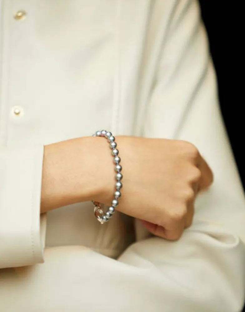 Silver Bracelets|Majorica Silver Bracelet Lyra With 6Mm Gray Pearls