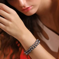 Silver Bracelets|Majorica Silver Bracelet Lyra With 8Mm Gray Pearls